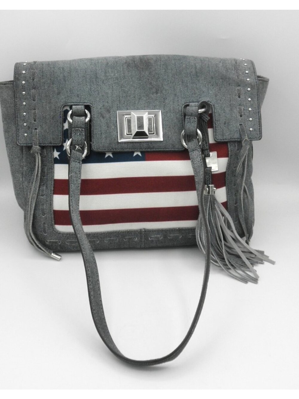 Aimee Kestenberg Hope for Warriors U.S.A. Flag Denim Shoulder Bag NEEDS WASHING!